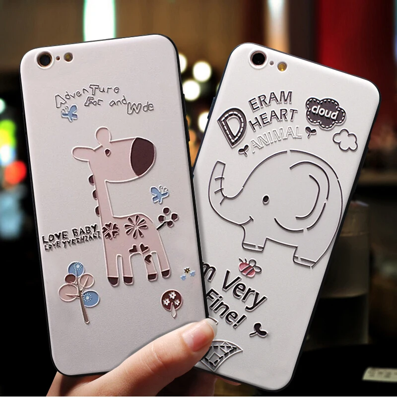 Sika Deer 3D Ручная роспись рельефный чехол для телефона iphone6 6S 8 7 Plus милый мультяшный