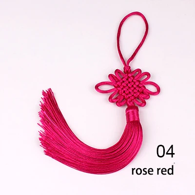 04 rose red 2 шт./лот 12 см многоцветный китайский узел шелковая кисточка кисть бахрома телефон Сатиновые кисточки подвеска кисточки для рукоделия домашний декор - Цвет: 04 rose red
