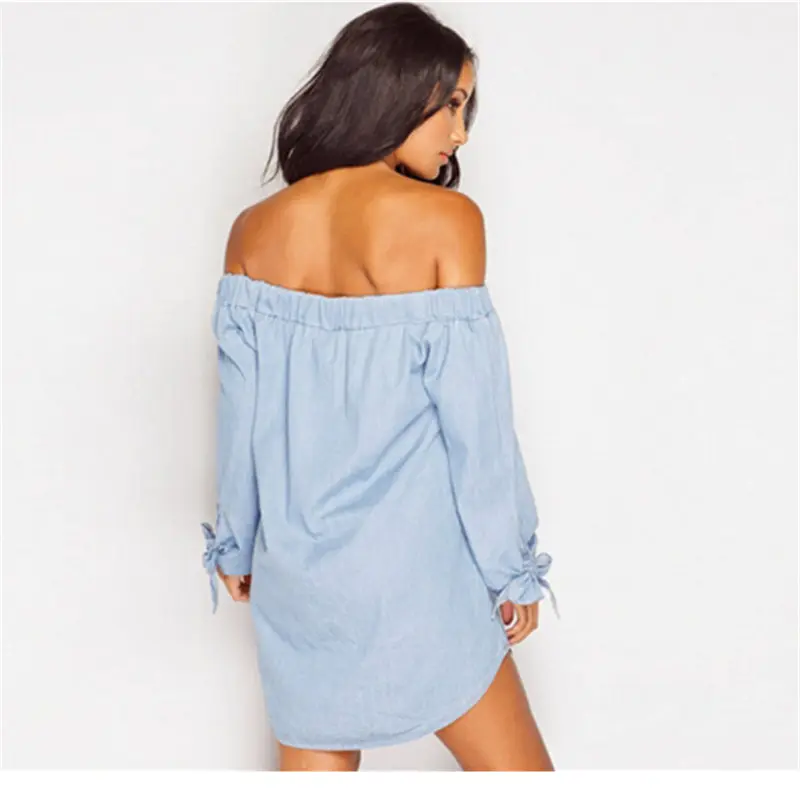S M L XL Dress Women Hot Sale Autumn Fashion Women`s Bra Sexy Long-Sleeve Bow Female One- Shoulder Slash Neck | Женская одежда