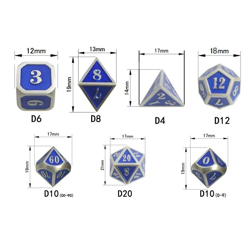 Dnd Dobbelstenen Metalen Rpg набор многогранных подземелий и драконов D20 10 8 12 Tafel игра Zinklegering Zilveren Digitale Dices Pa