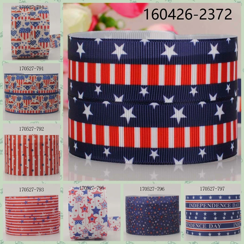 10 ярдов-разные размеры-лента с принтом в виде флага независимого дня корсажная