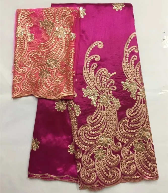 Красная ткань George с африканской сеткой для шитья вышивки блузы для женщин в модном стиле 5 + 2 ярда.