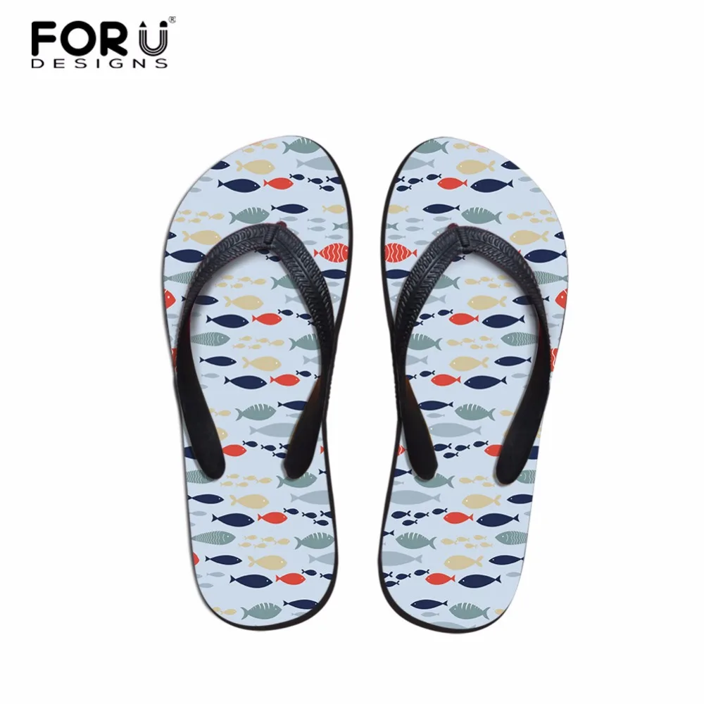 FORUDESIGNS/Женские повседневные домашние шлепанцы с объемным рисунком рыбы летние на