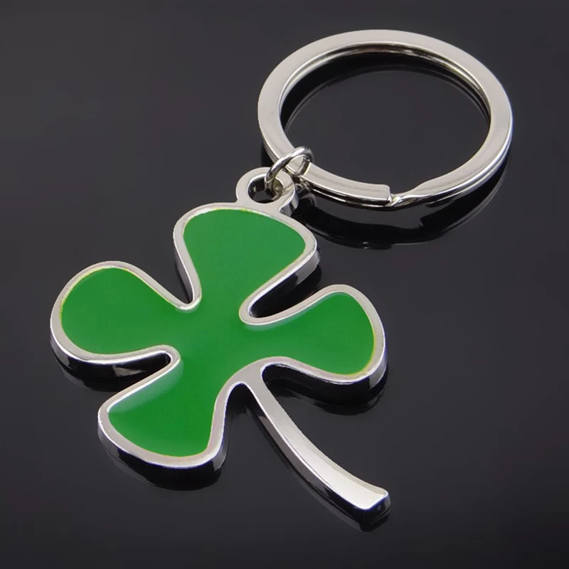 Клевер нержавеющая сталь брелок модный четырехлистный клевер держатель для
