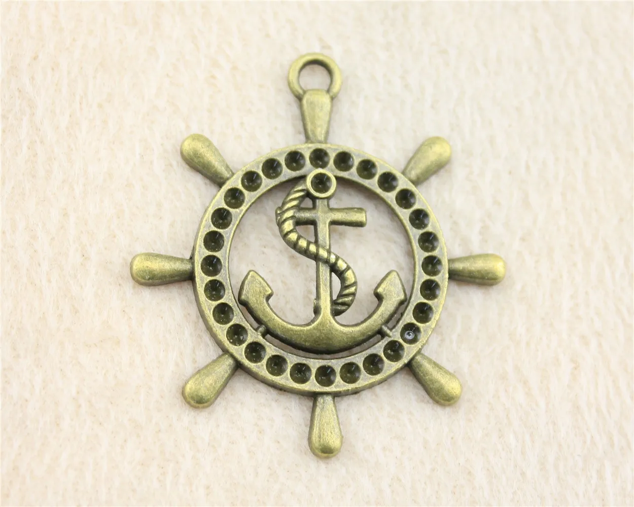 

14pcs/lot 45*49mm ancient bronze Anchor Rudder charm Pendants DIY jewelry for bracelet necklace earring