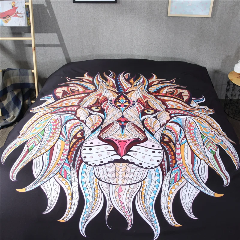 3 шт./компл. набор пододеяльников с разноцветным принтом льва 3D комплекты