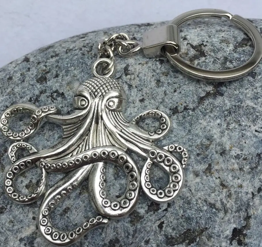 Винтажный брелок в стиле панк животное осьминог кольцо для ключей автомобильный