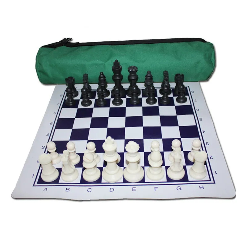 

Portable International Chess Set 30X30cm Chessboard Family Chess Set King High 75mm Party Board Game with Bag