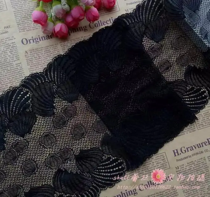 1 Meter 2018 New Arrival 19.5cm Wide French High Quality Lace Trim Elastic Black Fabric for Dress Diy Decoration | Дом и сад