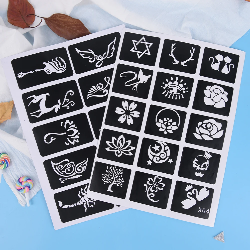 Милый цветок аэрография блеск тату трафарет женские девочки дети для рисования в