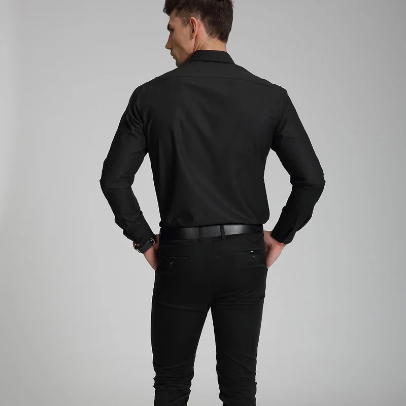 Новые осенние модные брендовые Для мужчин одежда Slim Fit рубашка с длинными
