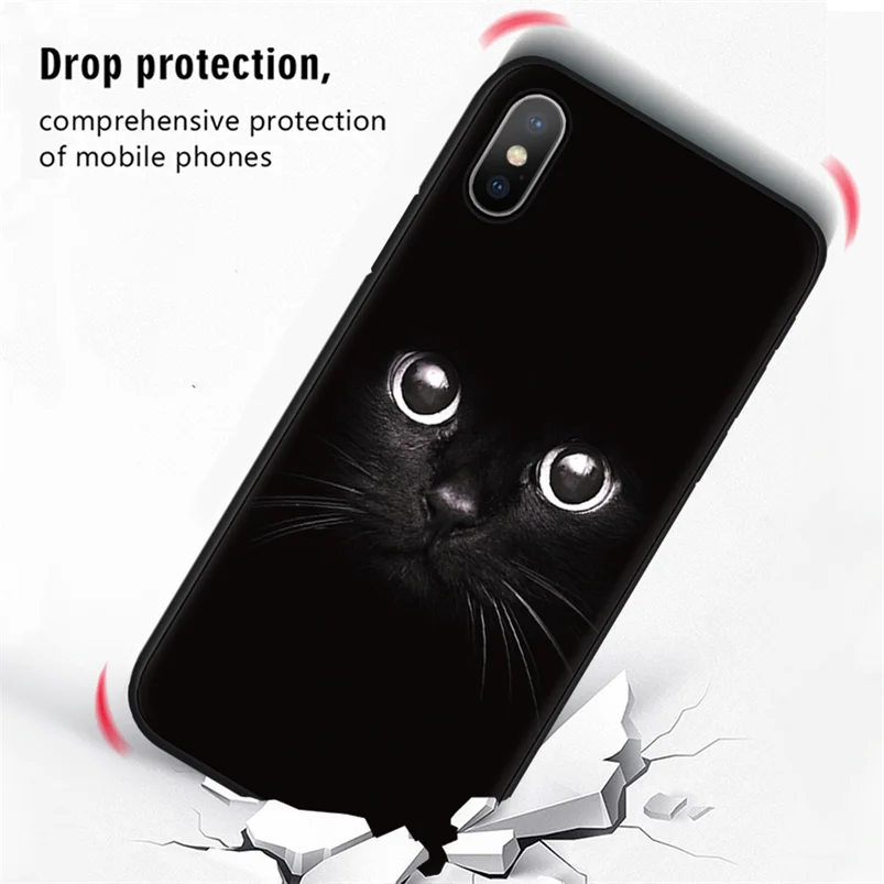 Черный чехол для телефона для iPhone 7 Plus 11 Pro XS Max XR Мягкая силиконовая задняя накладка из ТПУ чехол для iPhone X 7 8 6 6S Plus 5 5S SE матовый чехол