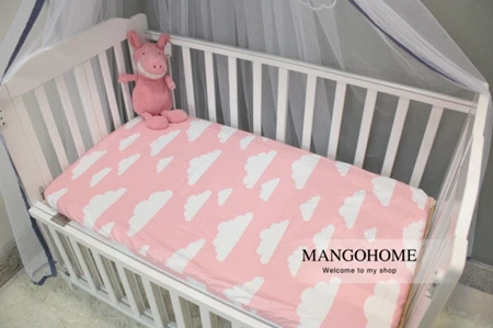 (Наматрасник 1 шт.) 3 цвета Облака Дизайн Хлопок Детская простынь на резинке шт. для