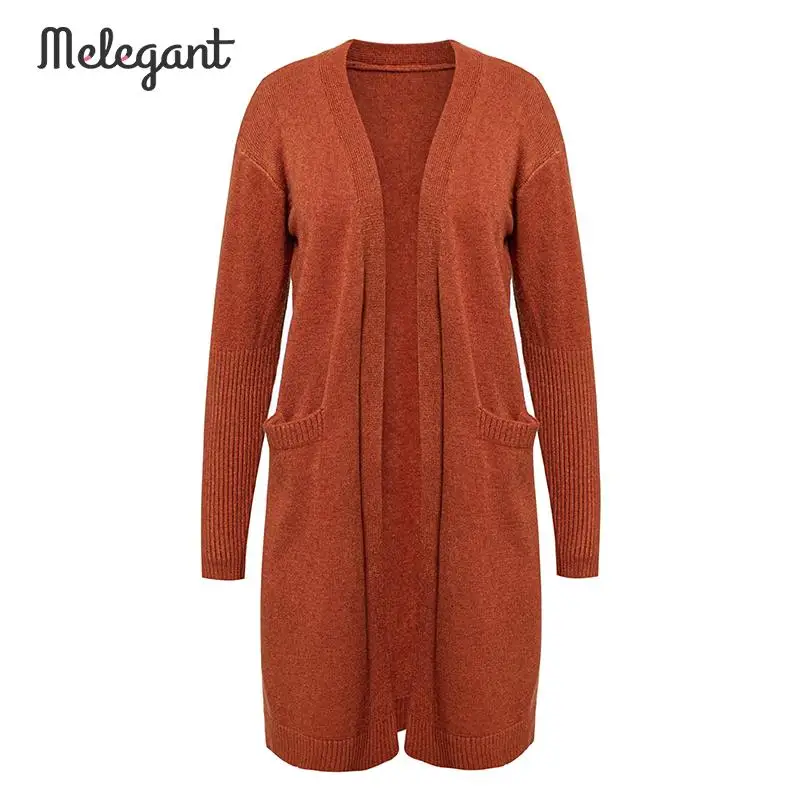Mэлегантный 2019 Женский Повседневный однотонный оранжевый зимние кардиганы