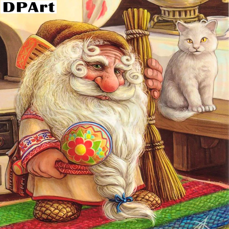 Алмазная картина полностью квадратная/круглая дрель с белыми бородами гномы 5D