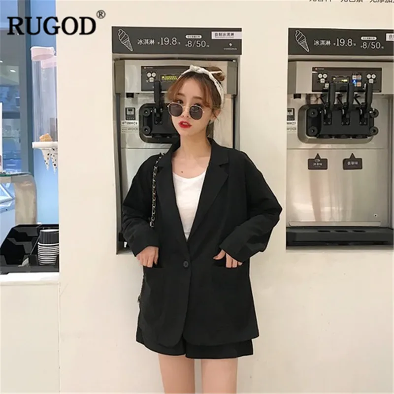 RUGOD/Женские однотонные костюмы в английском стиле Топы и шорты с карманами