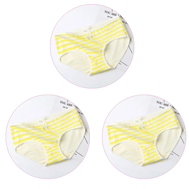 3Pcs-Yellow 3 шт./компл. нижнее белье Для женщин трусы хлопковые трусы нижнее белье, шорты для девочек, детское нижнее белье красивые трусы Нижнее белье Женские трусы молодые девушки трусики трусы - Цвет: 3Pcs-Yellow