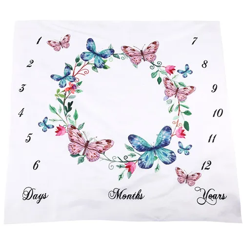 Butterfly Puseky для новорожденных Детские Мягкий хлопок Одеяло s младенцев Цветочный принт веху Одеяло коврик опора на рост фото - Цвет: Butterfly