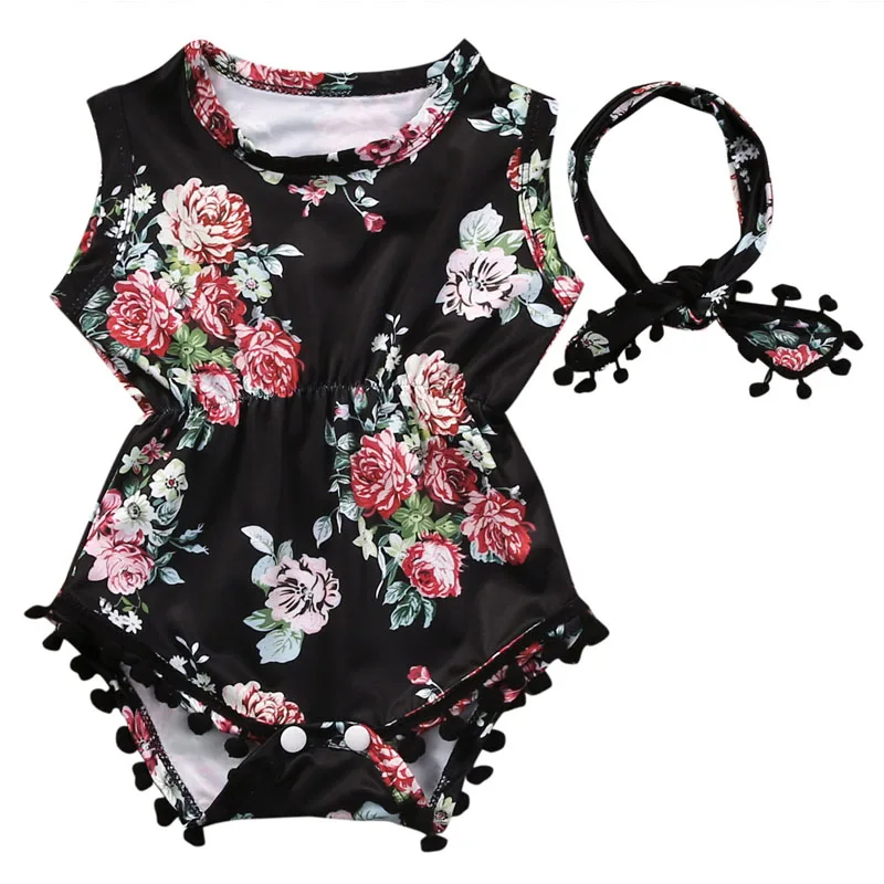

2018 Summer Baby Girls Jumpsuit Newborn Baby Girl Floral Romper O-Neck sleeveless jumpsuits Sunsuit Clothes Outfits Set