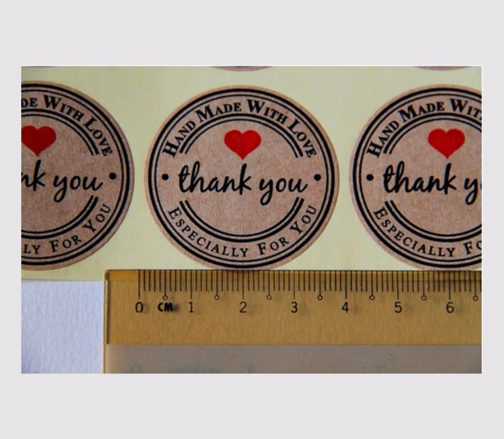 

120PCS/lot DIY Retro HANDMADE "TKS"Round Kraft Seal Sticker Vintage Handmade with Love Heart thank you lable