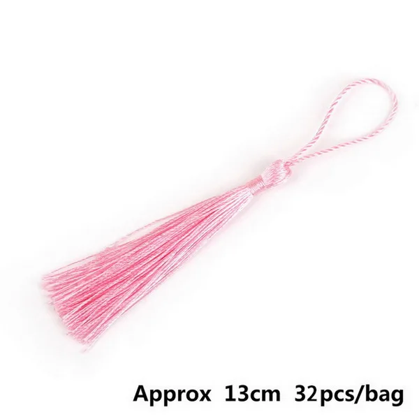 Pink 32 шт./лот, 13 см, разноцветная хлопковая шелковая кисточка для сережек, Очаровательная подвеска, атласная кисточка для рукоделия, ювелирных изделий - Цвет: Pink