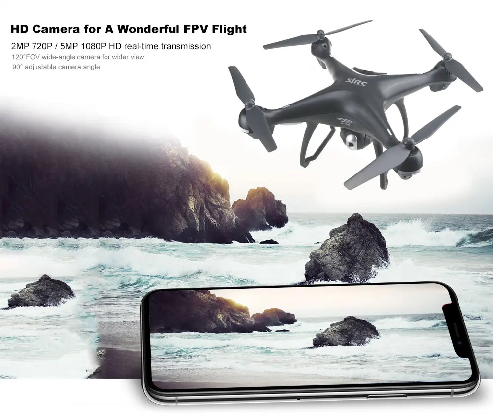 SJRC S70W Радиоуправляемый Дрон 1080 P 720 P WiFi FPV двойной gps модуль высота удерживайте за мной Безголовый режим