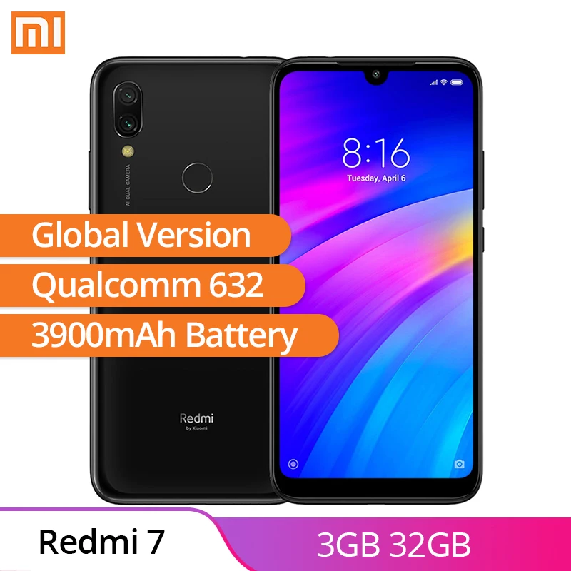 Xiaomi Redmi 7 3 ГБ 32 Android 9 0 мобильный телефон распознавание лица Qualcomm 632 четыре ядра