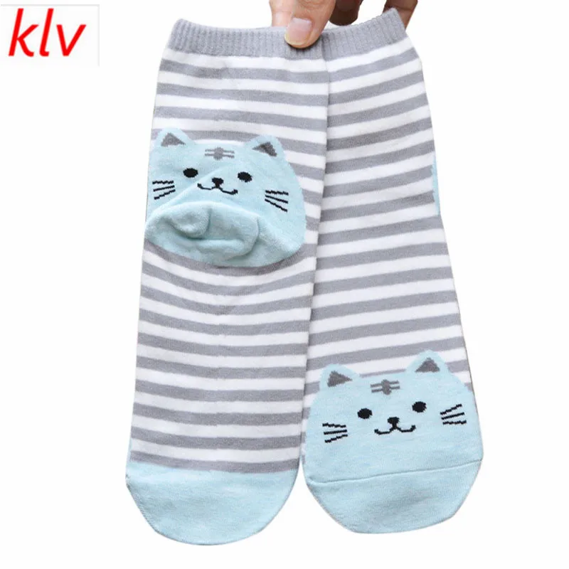 Модные носки KLV с героями мультфильмов женские принтом кошек 3D рисунком животных
