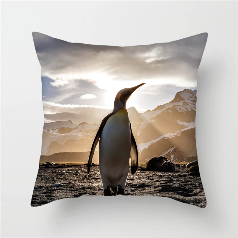 

Fuwatacchi Cute Penguin Cushion Covers South Pole Animals Throw Pillow Cover for Home Sofa Chair Decorations Painted Pillowcases