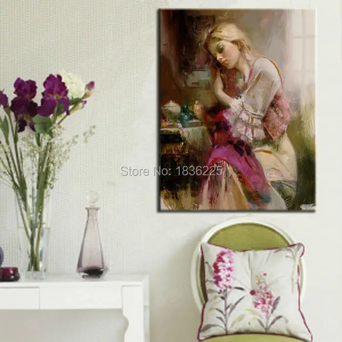 Goede 2015 Home Decor Art Handgeschilderde Art Ontwerpen Van Stof Schilderen Moderne Portret Olieverfschilderij Muurstickers Voor Woonkamer
