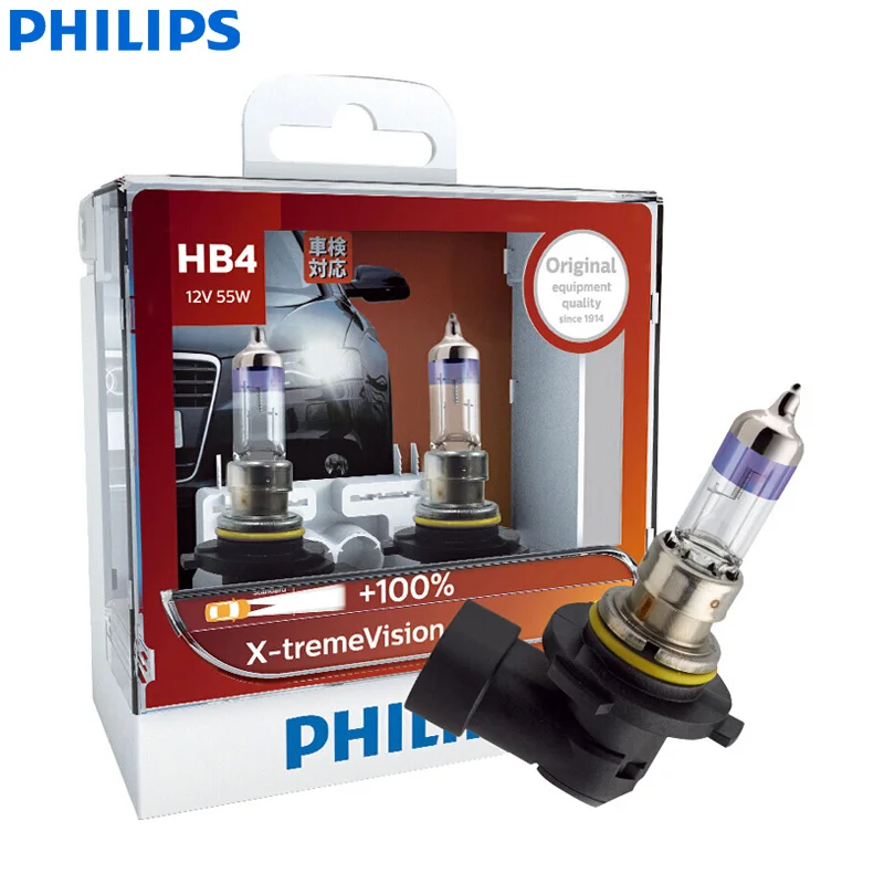 9006(HB4) Светодиодная лампа Philips X-treme Vision H1 H4 H7 H11 9003 9005 9006 HB2 HB3 HB4 XV 12V+ более яркий светильник автомобильные галогенные лампы головного светильник(двойная - Испускаемый цвет: 9006(HB4)
