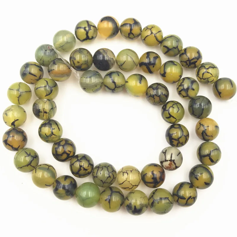 Модные круглые бусины Европейский желтый/черный вены Дракон сердолик оникс агат