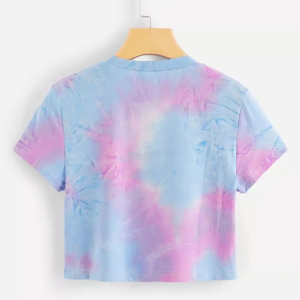 C Женские летние топы, футболка с принтом Tie Dye, короткий рукав, топы с круглым вырезом, Повседневная футболка, женская одежда harajuku, футболка TS3 - Цвет: C