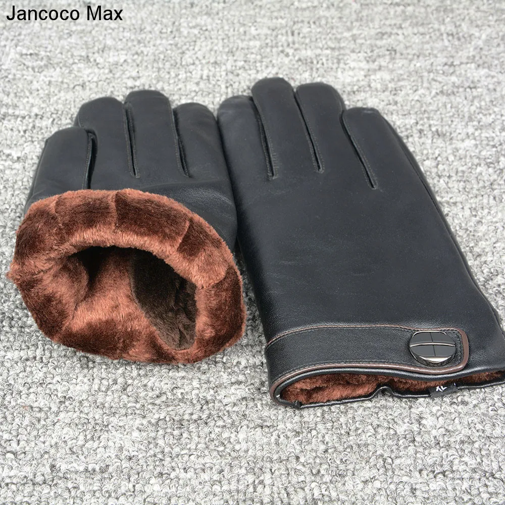 Jancoco Max теплые перчатки овчины высокое качество из натуральной кожи Сенсорный экран Спорт на открытом воздухе и вождения варежки S2021