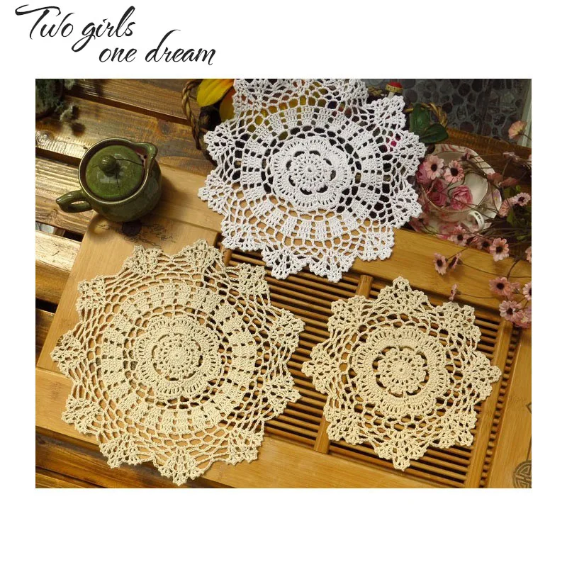 Круглый винтажный хлопковый коврик ручной вязки кружевные подставки с цветами