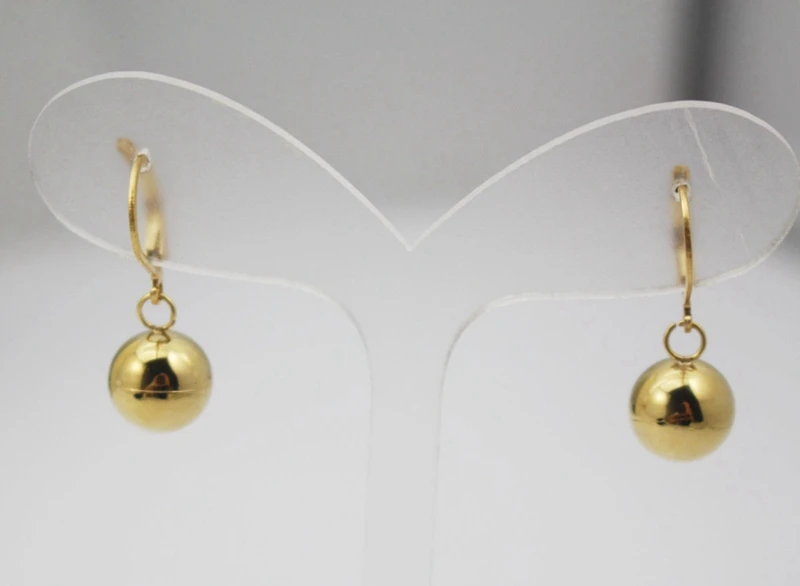 Серьги гвоздики из нержавеющей стали с золотыми бусинами|stainless steel stud earrings|fashion
