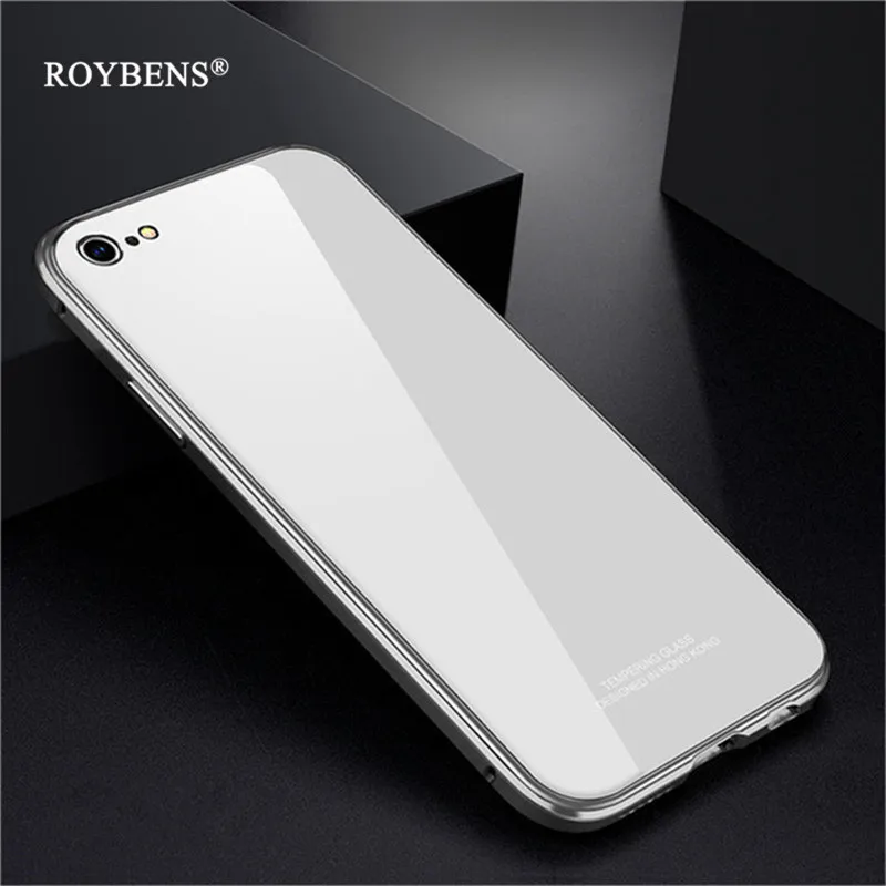 Для iphone 6 6S чехол для телефона из закаленного стекла + покрытие ПК металлический