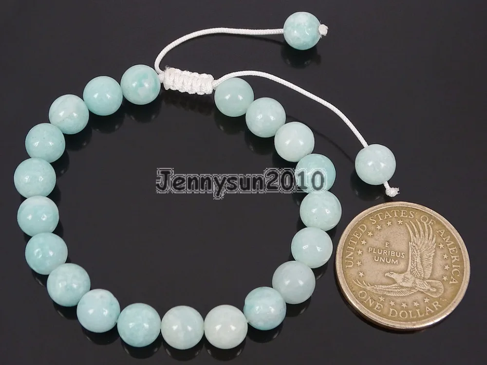 

Handmade 8mm Adjustable Natural Amazonite Gems Stone Round Beads Bracelet Healing Reiki 5 Strands /Pack