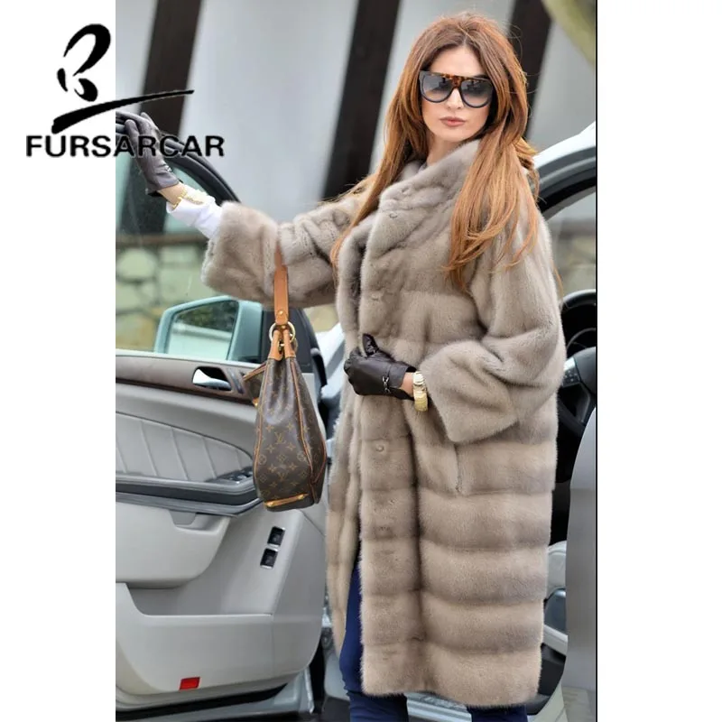 Женская Шуба из меха норки длинная шуба натурального в английском стиле 100