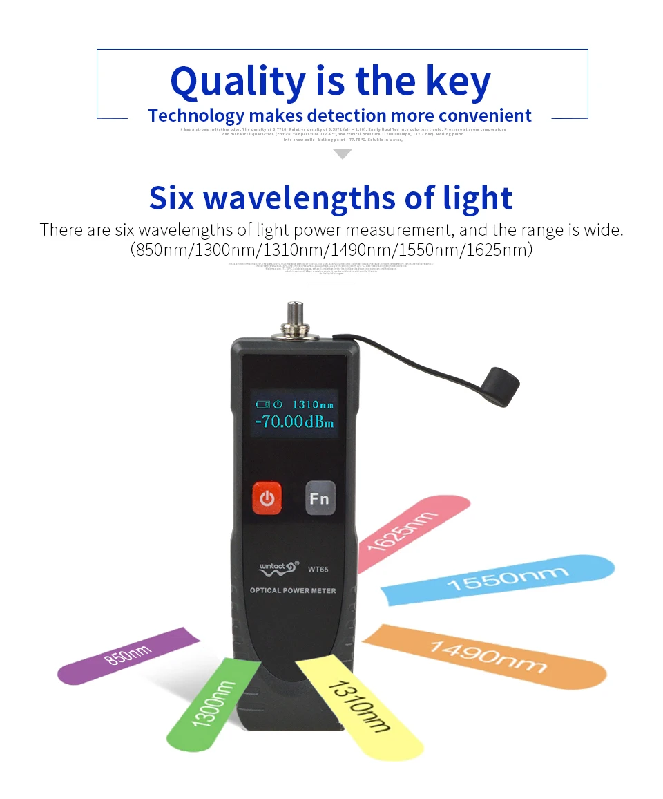 WINTACT WT65 измеритель оптической мощности цифровой Ftth волоконно-оптический инструмент Тестер оптического волокна