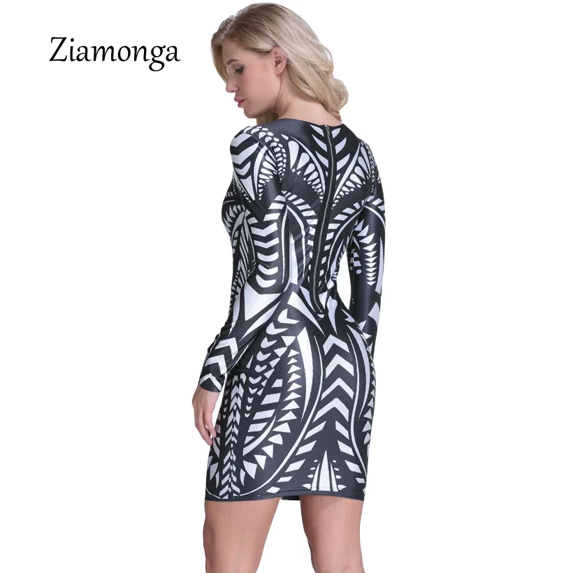 Женское облегающее платье Ziamonga винтажное с геометрическим принтом и длинным