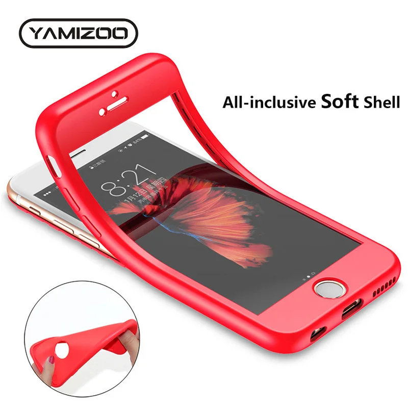 YAMIZOO чехол для iPhone 6 6s 7 8 x Plus 360 полный корпус Защитные чехлы телефонов силиконовый