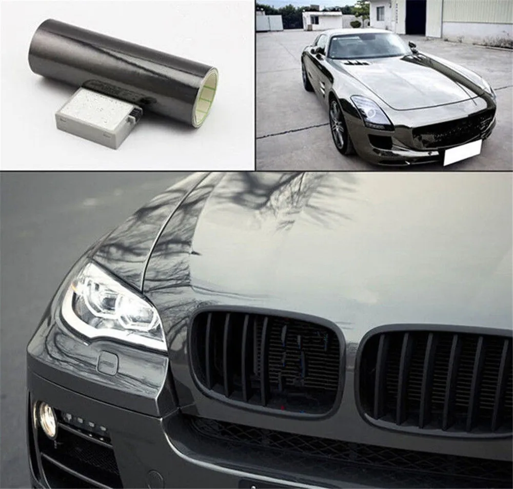 High Quality Stretchable Chrome Black Vinyl Wrap Sheet Roll For Car Wrapping Air Free Bubble 1.52m x 1m |