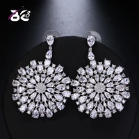 be 8 2018 new fashion big sun flower statement earrings long big round drop earrings for women wedding gift accessories e480