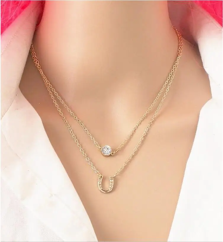 Европейская простая Буква U Flash сверло Двухслойное ожерелье стандартное