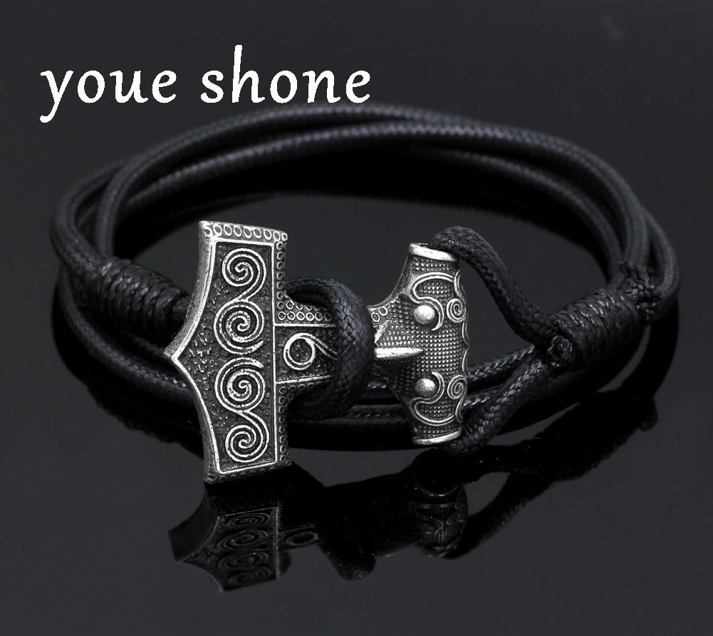 Youe shone натуральная кожа регулируемый Викинг норвежский Odin Thors Mjolnir Hammer мужской s