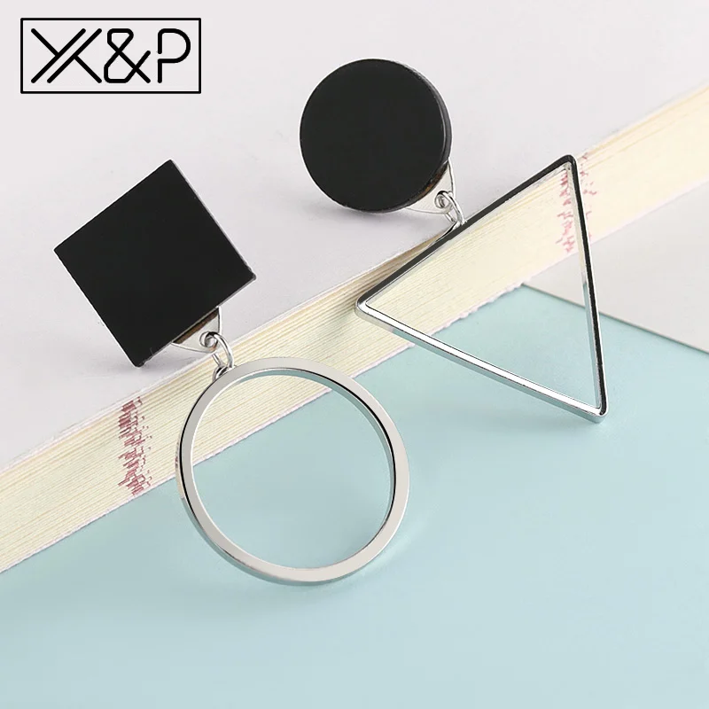 X& P летний корейский, геометрической формы Винтаж серьги для Для женщин моде акриловые золотые простые висячие серьги-подвески в форме ювелирные изделия - Окраска металла: Silver 4