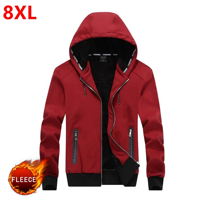 

2021New winter hooded men with thickening cashmere warm hoodie fleece big Size 8XL men's oversized Plus velvet thickening 7XL