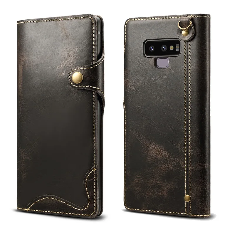 Чехол из натуральной бычьей кожи для Huawei iphone Samsung Galaxy Note 10 Pro 8 9 S10 чехол книжка с