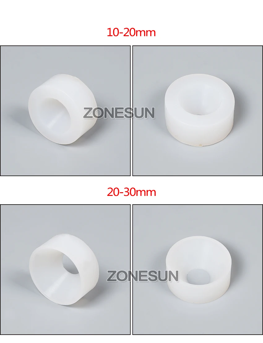 ZONESUN крышка завинчивания патрон, флакон крышка приёмник крышки пинг машина, силиконовая крышка пинг патрон, 10-50 мм, анти-износ